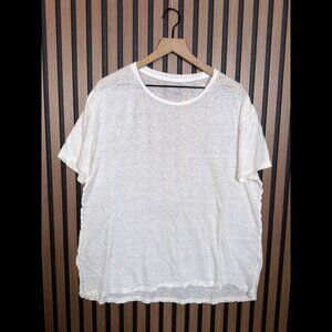 AllSaints T Shirt XL Mens White Lightweight Relaxed Fit Short Sleeve Linen Blend